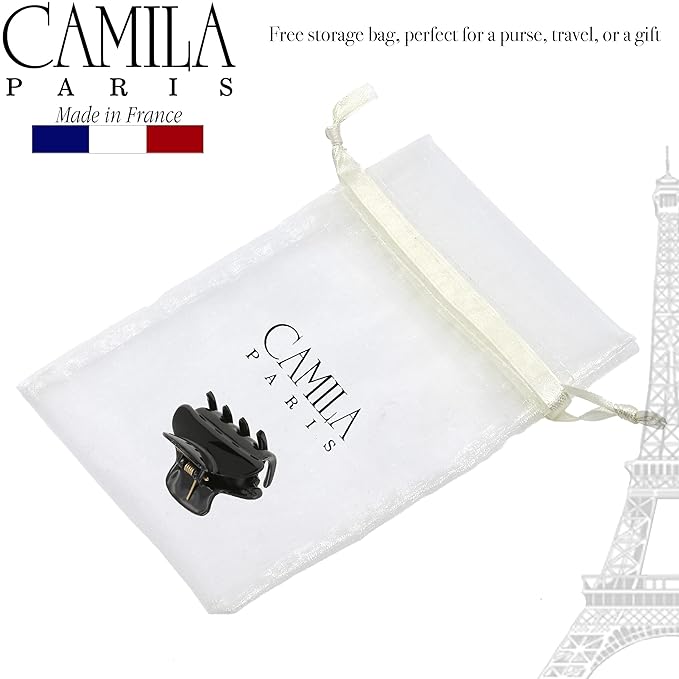 Camila Paris CP3554 French Hair Clip for Women, Small, Black 1.5 Inch Girls Hair Claw Clips Jaw Fashion Durable Styling Hair Accessories for Women, Strong Hold No Slip Grip, Made in France
