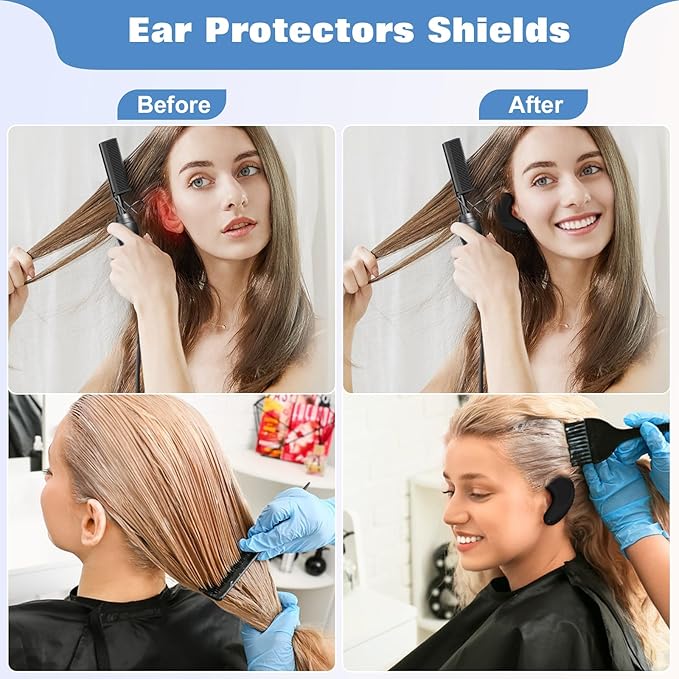 FERNIDA Ear Covers Protectors for Dryer, Hair Dye, Heat Iron, High-Temp Resistance Reusable Silicone Ear Cover for Salon Home