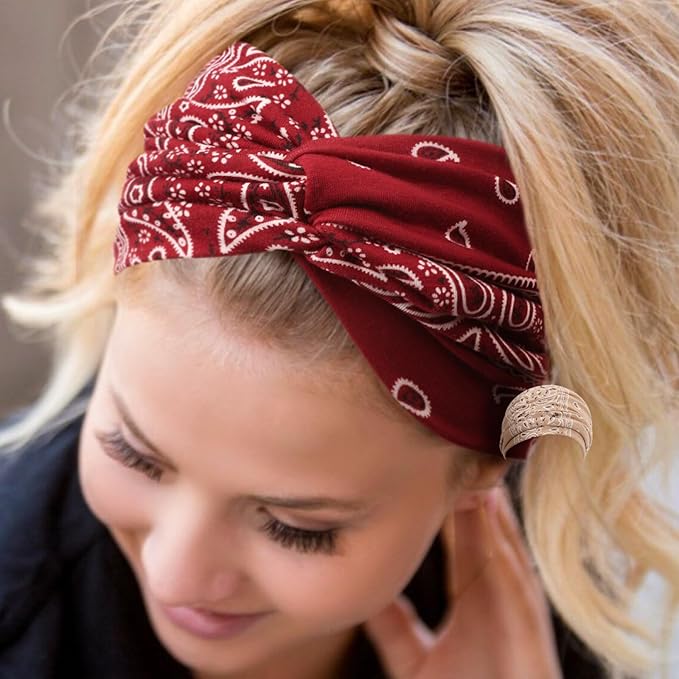 DRESHOW 6 Pack Extra Wide Headbands for Women Large Turban Headband Boho Head Wrap Elastic Hairbands Hair Twisted Knot Hair Accessories