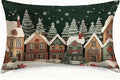 Xmas Colorful Snowy Houses Satin Pillowcase with Zipper for Hair and Skin Red Floral 1 Pack Soft Silk Pillow Case Standard Size Wrinkle-Free Smooth and Cooling Satin Pillow Cover 20”x26”