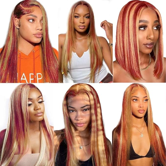 24 26 28 Inch Orange Straight Bundles Human Hair Highlight Blonde Bundle Brazilian Virgin Remy Hair Extensions Niegmeag 2 Tone Orange and Blonde Straight Bundle 300g