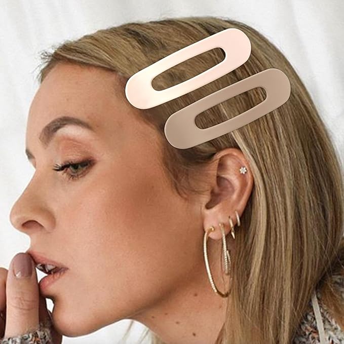 Velscrun Flat Hair Clips for Women Girls, 2 Styles 8 Pcs Lay Flat Claw Clips, Strong Hold French Duck Billed Large Side Hair Jaw Clip for All Hair Types, Fashion Trendy Hair Accessories Brown