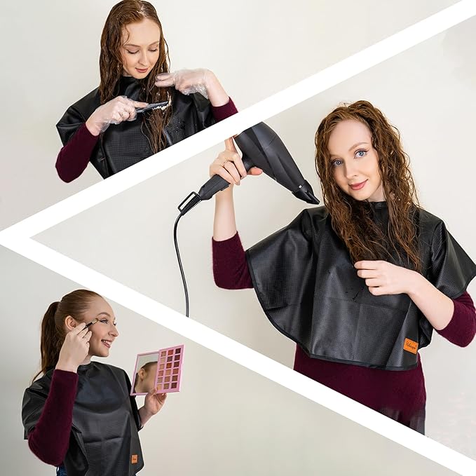 Makeup Cape Hair Dye Cape for Women Short Salon Cape for Stylists Waterproof Haircutting Cape Professional Shampoo Cape, 31.5”L*29”W