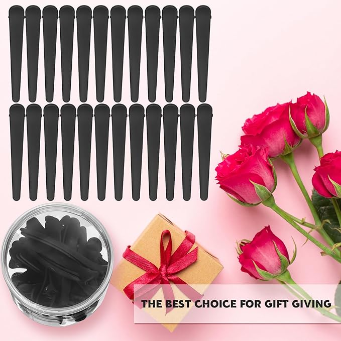 Geosar 24 Pcs Hair Sectioning Clips, Duck Billed Accessories for Styling, Plastic Hair Clips with Container, 2.95 Inch, Colorful, for Women(Black)