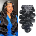 Seamless Clip in Hair Extensions Human Hair Body Wave Human Hair Clip in Extensions 8Pcs PU Clip ins Remy Hair for Women Invisible Skin Weft 18Clips 120g 28inch Natural Black