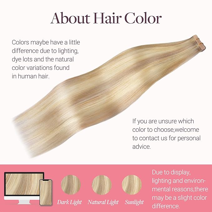 GOO GOO Tape in Hair Extensions Human Hair, 18F/60A Balayage Light Wheat Platinum Blonde, 18inch 50g 20pcs, Skin Weft Seamless Invisible, Silky Straight with Thick Ends, Remy Human Hair