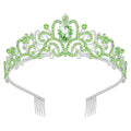 Didder Silver Tiaras and Crowns for Women - Elegant Green Crystal Princess Crowns for Girls - Bridal, Wedding, Prom, Birthday Party