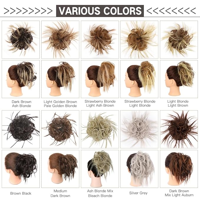 HMD Tousled Updo Messy Bun Hair Piece Hair Extension Ponytail With Elastic Rubber Band Updo Bun Synthetic Hairpieces for Women
