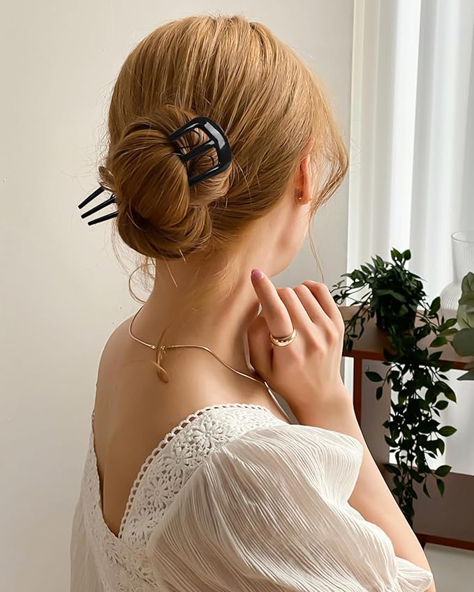 6 PCS French Hair Pins for Women, U-Shaped Hair Forks Stick for Bun Updo Chignons & French Twists, Strong Hold 3 Internal Teeth Hair Chopsticks Styling Accessories