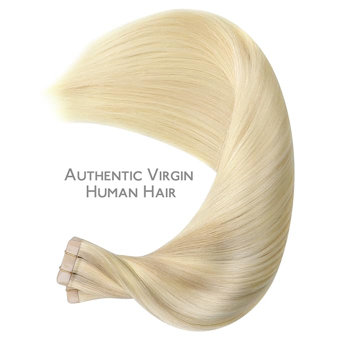WENNALIFE Tape in Hair Extensions Human Hair, 40pcs 100g 20 inch Ombre Ash Blonde to Golden Blonde Balayage Platinum Blonde Hair Extensions Real Human Hair Invisible Straight Tape in Extensions