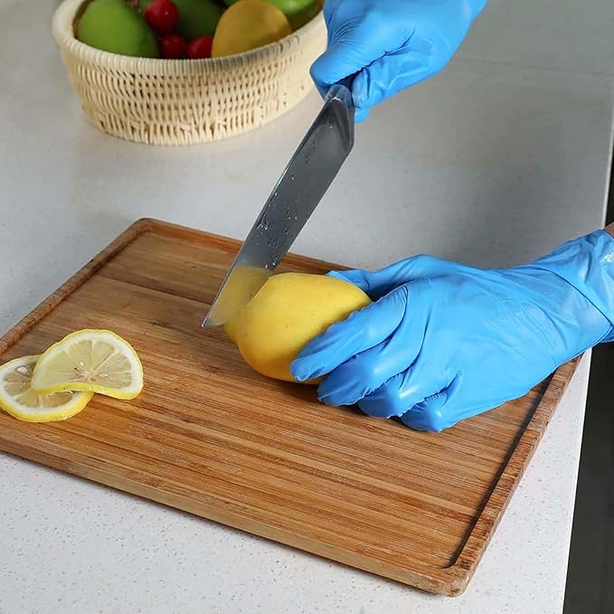 Disposable Gloves Large, Nitrile and Vinyl Blend Material Gloves, Latex Free 4 Mil 200 Pc Food Grade Glove for Cleaning, Food Prep,Hair Dye,Tattoo, Blue