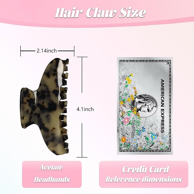 French Hair Claw Clips for Women Grils,4 Inch Strong Hold No Slip Grip Accessories Acetate Material,Not Easily Damaged,Thick or Thin Hair (Beige Tortoiseshell)