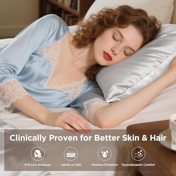 Utukky 100% Mulberry Silk Pillowcase 22 Momme - Ultra Premium 6A Grade Silk Pillow Case - Envelope Enclosure - Breathable Cooling Pillow Cover