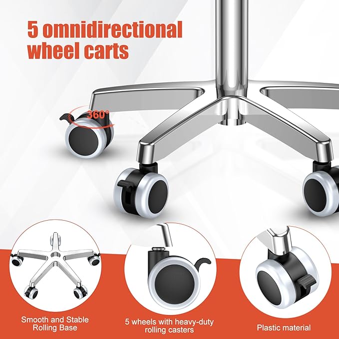 ChoJiah Extra Large Mayo Stand Rolling Salon Tray on Wheels Hairstylist Tray Heavy Duty Tattoo Tray, Ideal Use for for Hair Salon Dental Hairstylist Cart