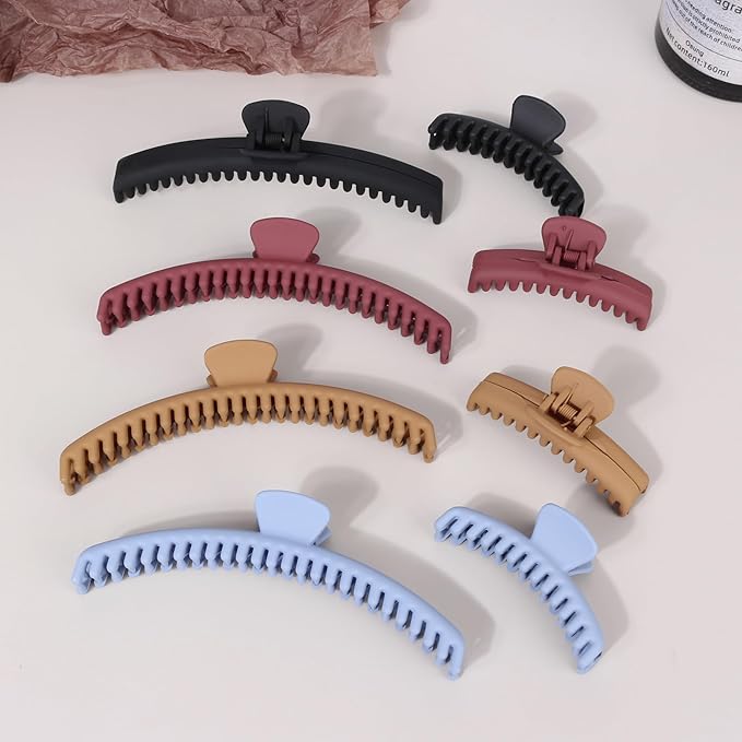 Hold Everything Claw Clip for Thick and Thin Hair - Big Barrettes for Women and Girls With Straight, Wavy, and Curly Hair - Strong Hold With 52 Teeth Banana Clips (4-Color & 2-Size)