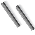 PERFEHAIR 2-Pack Professional Round Tooth Hair Cutting Comb - 8.6 Inch, Black Carbon Fiber Anti-Static & Heat Resistant, Durable Barber Combs with Fine & Wide Tooth for Precise Haircut for Men & Women