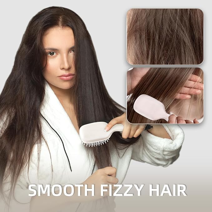 Mini Hair Bursh for Women Men and Kids, Protable Travel Size Hair Brush for Pockets Purses, Mini Detangler Brush for All Hair Types, Small Paddle Brush for Detangling (White)