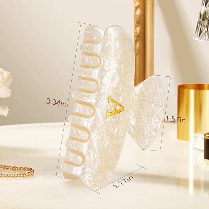 Initial Hair Clips Personalized Hair Claws - Monogram Hair Claw Large Hair Clip,Fashion Glitter Claw Clips Hair Accessory - Gold,I