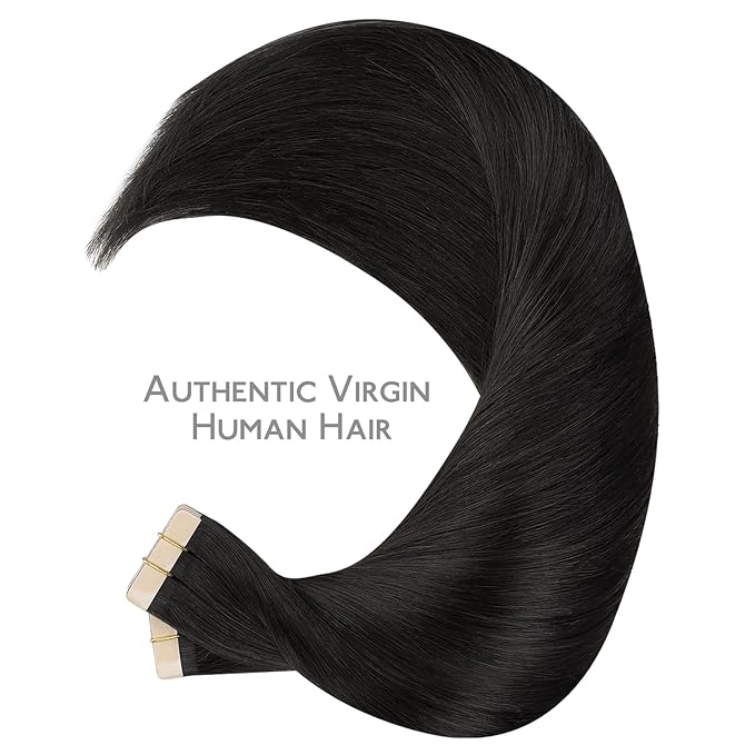 WENNALIFE Tape in Hair Extensions, 16 Inch Natural Black Human Hair, 40pcs 100g Straight Invisible Reusable Real Extensions