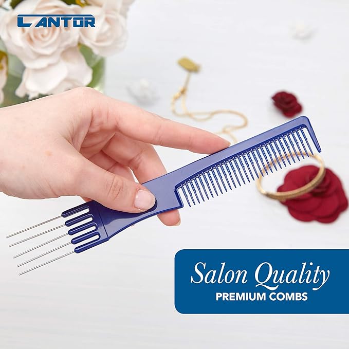 Lift Teasing Comb and Hair Pick 5 Pack, Five Stainless Steel Lifts - Chemical and Heat Resistant Detangler Anti Static Comb For All Hair Types By Cantor