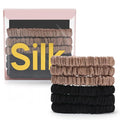 6Pcs Mulberry Silk Slip Skinny Hair Scrunchies - 22 Momme Pure Silk Ponytail Holders for Women & Girls (Color 02)