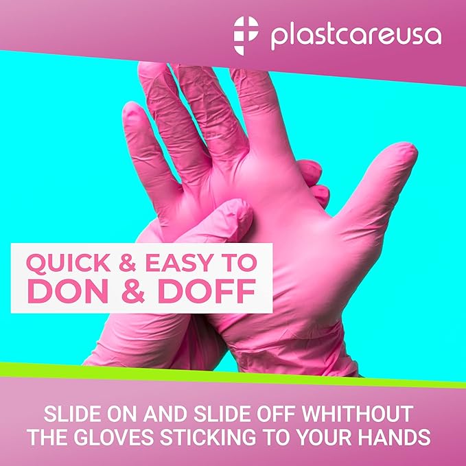 100 Nitrile Exam Gloves 3.5 Mil - Latex & Powder Free, Disposable Non-Sterile Protective Gloves By PlastCare