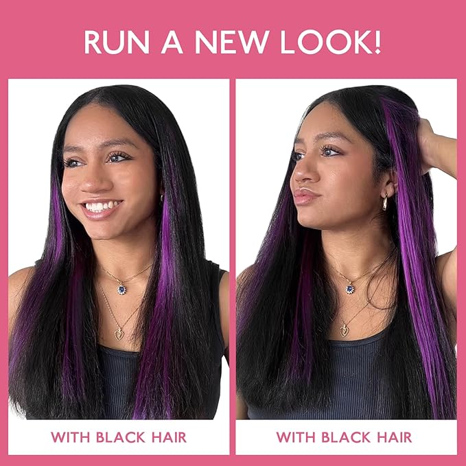 WENNALIFE Purple Clip in Hair Extensions Real Human Hair 35g 6pcs 20 Inch Colored Hair Extensions for Kids Women Colorful Hair Pieces Pop-up Style Straight Extensiones De Cabello Humano Con Clip
