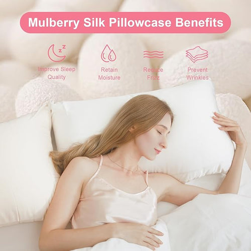 100% Silk Pillowcase 2 Pack for Hair and Skin, Both Sides 23 Momme Grade 6A+ Mulberry Silk Pillowcases with Hidden Zipper, Soft&Smooth Cooling Pillow Cases (Ash Blue, King 20×36)
