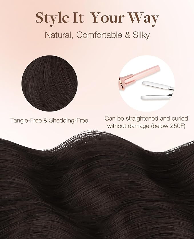 GOO GOO Invisi Edge Tape in Hair Extensions Human Hair, 4/18 Balayage Chocolate Brown Highlighted Dirty Blonde, 20pcs 16inch 50g, Virgin Remy Hair, Seamless Injected Tape, Natural Look