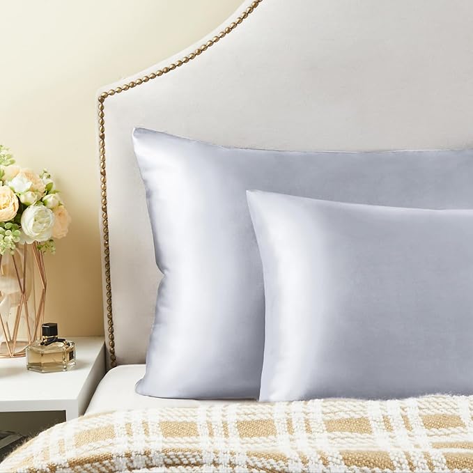 BEDELITE Satin Pillowcase for Hair and Skin, Super Soft and Cooling Similar to Silk Pillow Cases 2 Pack with Envelope Closure, Gift for Women Men(20"x36" King Size, Evening Haze)