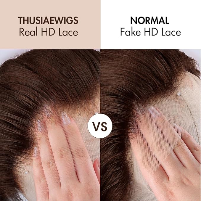 250 Density SKINLIKE HD Lace Wig Human Hair 13x6 15A Chocolate Brown Human Hair Wigs Invisible 0.1mm Ultra-thin Frayed Ends Full Cuticle Aligned Virgin Hair Lace Frontal Wig 24 Inch