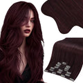 Moresoo Burgundy Clip in Hair Extensions Real Human Hair Dark Red Hair Extensions Real Human Hair Clip ins Double Weft Human Hair Clip in Extensions Red Wine #99J 7pcs 135g 18inch
