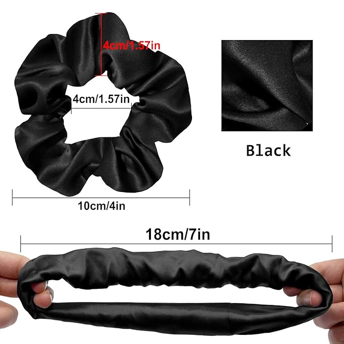 OLESILK 100% Mulberry Silk-Scrunchies for Hair Sleep, Women Grils Silk Hair Ties for Frizz & Breakage Curly Hair, No Damage, Elastics Ponytail Holder, 3 Pack