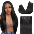 Lashey Seamless Clip in Hair Extensions Human Hair 120g 7pcs Straight Thick Remy Human Clip in Hair Extensions with Full End 18 Inch Natural Black