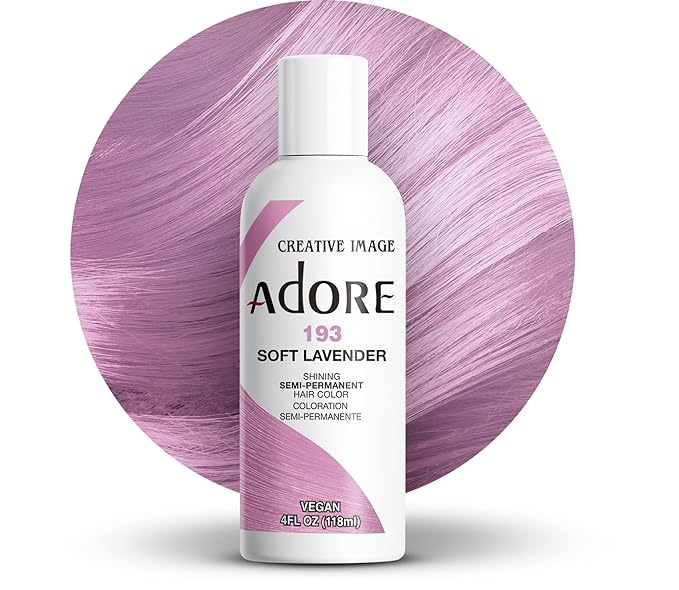 Adore Semi Permanent Hair Color (193 Soft Lavender) | Vegan & Cruelty-Free Purple Hair Dye | No Ammonia, No Peroxide, No Alcohol | 4 Fl Oz (Pack of 1)