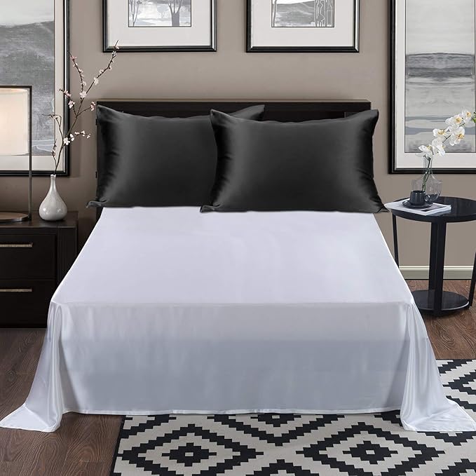 ALASKA BEAR Silk Pillowcase for Hair and Skin Beauty Sleep 100 Real Mulberry Silk Anti-Aging Pillow Slip Case Cover King Size with Zipper (1pc, Black)