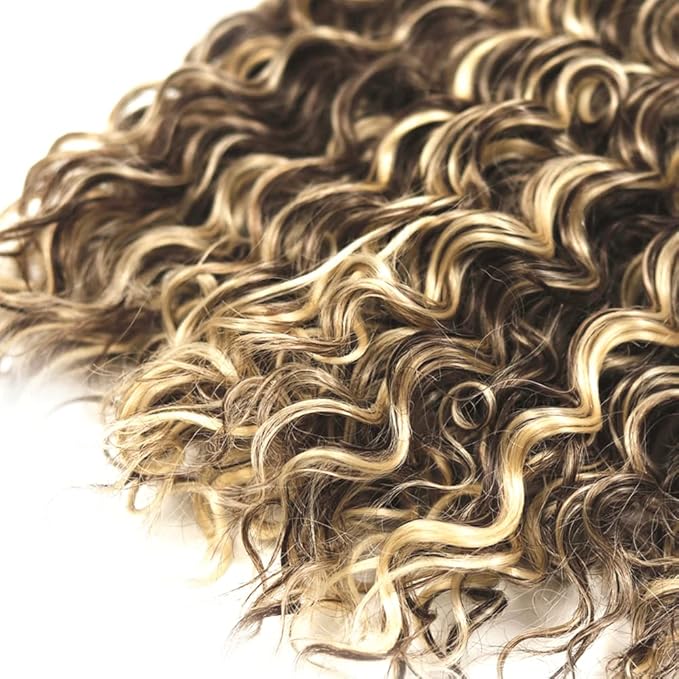 Highlight Bundles Human Hair P4/613 Deep Wave Bundle 18 20 22 Inch Niegmeag Brazilian Virgin Remy Hair Extensions Double Weft 2 Tone Brown and Blonde Bundles 300g