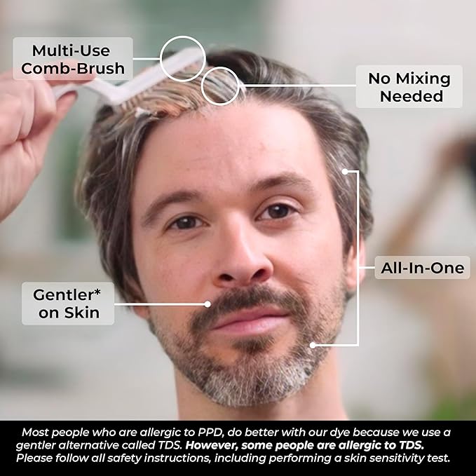 Simpler Hair Color for Men Kit for Full Gray Coverage - Medium Brown Men’s Hair Dye - Easy Hair or Beard Dye for 100% Gray Coverage - Ammonia Free Hair Color, Beard Coloring for Men