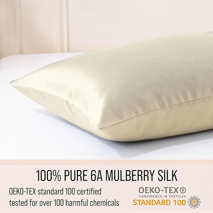 Bella Coterie Luxury Silk Pillowcase for Hair and Skin | 30 Momme | 100% Pure 6A Mulberry Silk | Super Soft | Perfectly Plush [Queen, Lemonade]