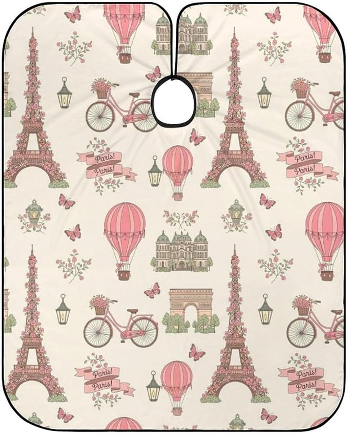 Barber Cape Pink Paris Eiffel Tower Hair Cutting Cloak, Adjustable Salon Cape Apron for Barber Salon, Barber Aceessories
