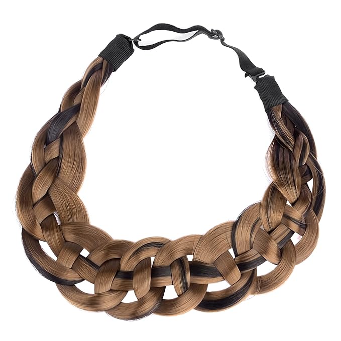 DIGUAN Hollow out Synthetic Hair Braided Headband Hairpiece Women Girl Beauty accessory for Women (Chocolate Toast)