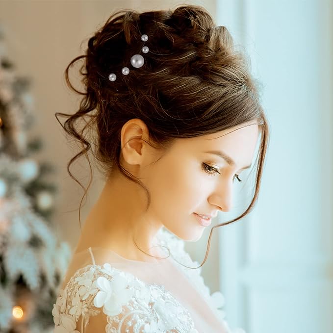 32 Pieces Wedding Pearl Hair Pins Bridal Pearl Rhinestone Hair Accessories U Shape Barrette for Bride Bridesmaid Women(Gold, Silver)