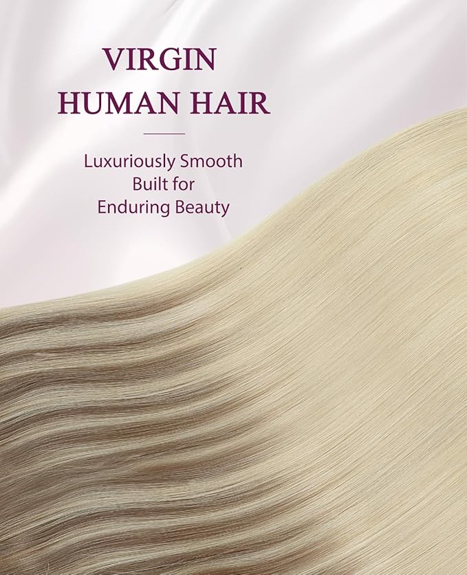 Pinkpearl Invisible Tape in Hair Extensions Human Hair, 20pcs 14inch 40g #8T60 Balayage Ash Brown to Platinum Blonde Injection Tape in Extensions Real Remy Seamless Human Hair Injected