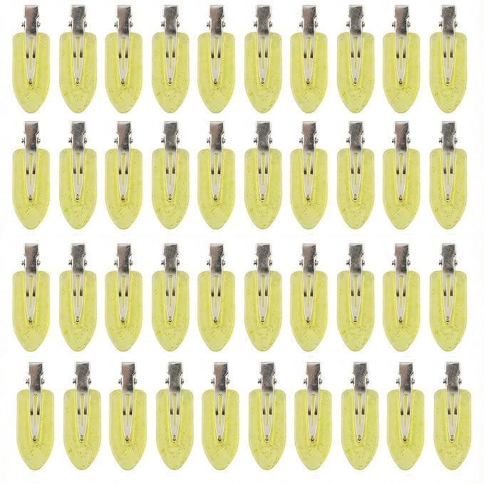 No Crease Hair Clips Makeup Pin Curl Clip Bulk 40Pcs Multicolor No Bend Dent Bang Creaseless Hair Clips for Makeup Application Bangs Hairpin Setting Pins Clip for Women Styling (Translucent Yellow)