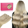 WENNALIFE Hair Extensions Clip In, 24 Inch 120g 7pcs Clip in Hair Extensions Real Human Hair Ombre Ash Blonde to Golden Blonde Balayage Platinum Blonde Clip In Real Hair Extensions