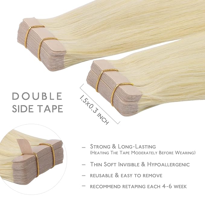 WENNALIFE Tape in Hair Extensions Human Hair, 20pcs 50g 18 inch Remy Hair Extensions Straight Human Hair Tape in Extensions Skin Weft Tape Extensions