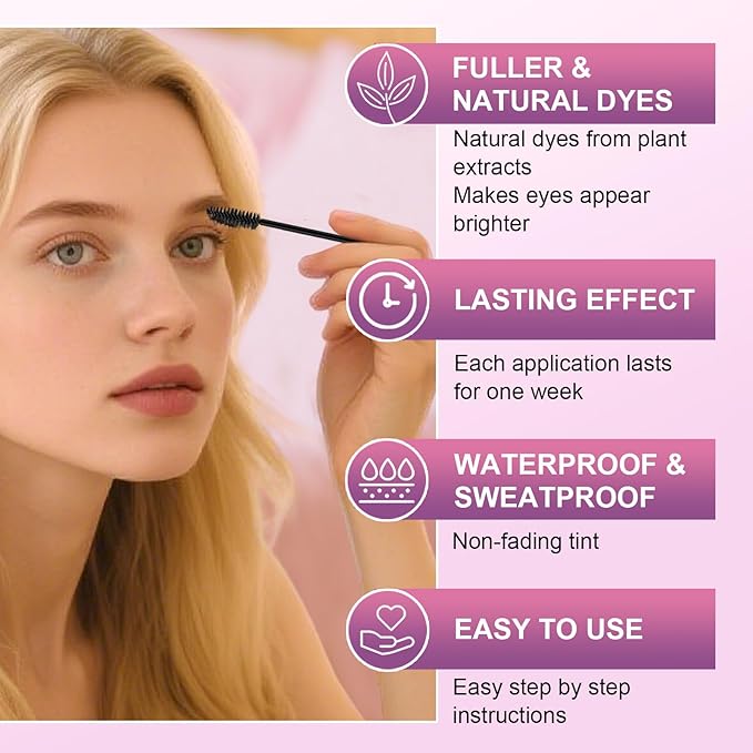Eyelash & Eyebrow Color Kit, Professional Instant Lash & Brow Color Kit, Easy to Use with Natural Results, DIY Hair Coloring Eye Brow & Eye Lash Set for Beginner Salon Beauty 7ml (Black)