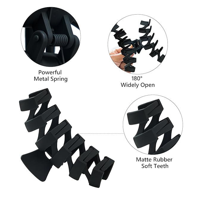 8PCS Hair Clips for Women, Flower Claw Clips for Thick Hair, Non-Slip Hair Accessories with Multi-Styles, Black Color Hair Claw Clips and Variety Pack, Ideal for Girls