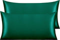 NTBAY 2 Pack Satin King Pillowcases for Hair and Skin, Luxurious and Silky Pillow Cases with Envelope Closure, 20x36 Inches, Dark Green