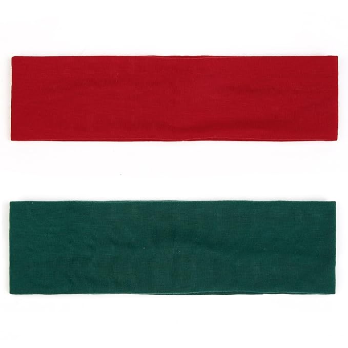 TERSE Christmas Headbands for Women Non Slip Elastic Sweat Hairbands Soft Fabric Hair Bands Workout Yoga Running Sport Thin Hair Wrap for Girls,Black Red Green Headbands